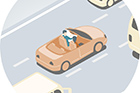 Illustration af en førerløs bil