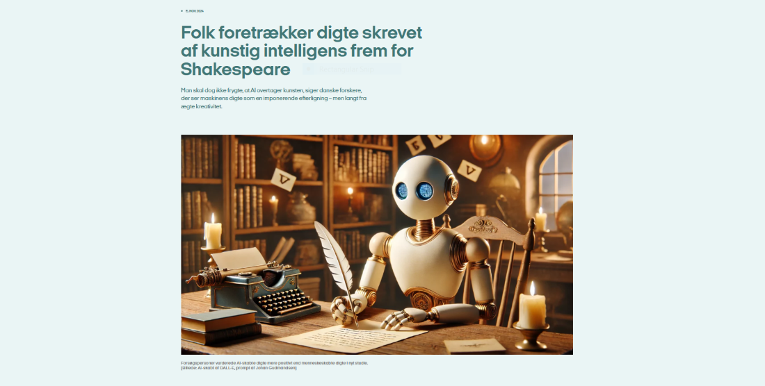 Folk foretrækker digte skrevet af kunstig intelligens frem for Shakespeare